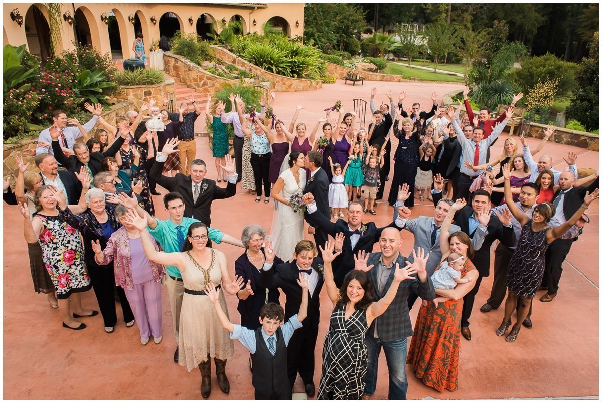 Madera Estates Wedding Group Photo with Bride and Groom in a heart