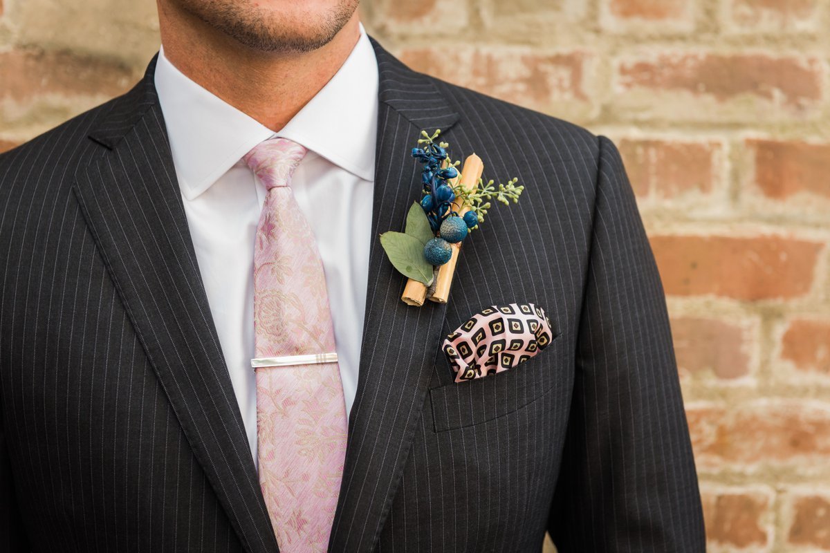 Groom's Boutonniere Ideas at Butler's Courtyard Wedding